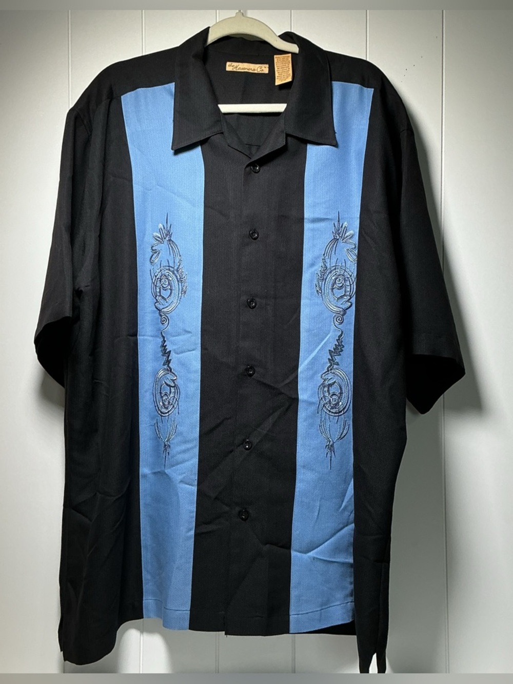 The Havanera Co. Men’s 2XLT Short Sleeve Button Front Embroidered Shirt Cuban